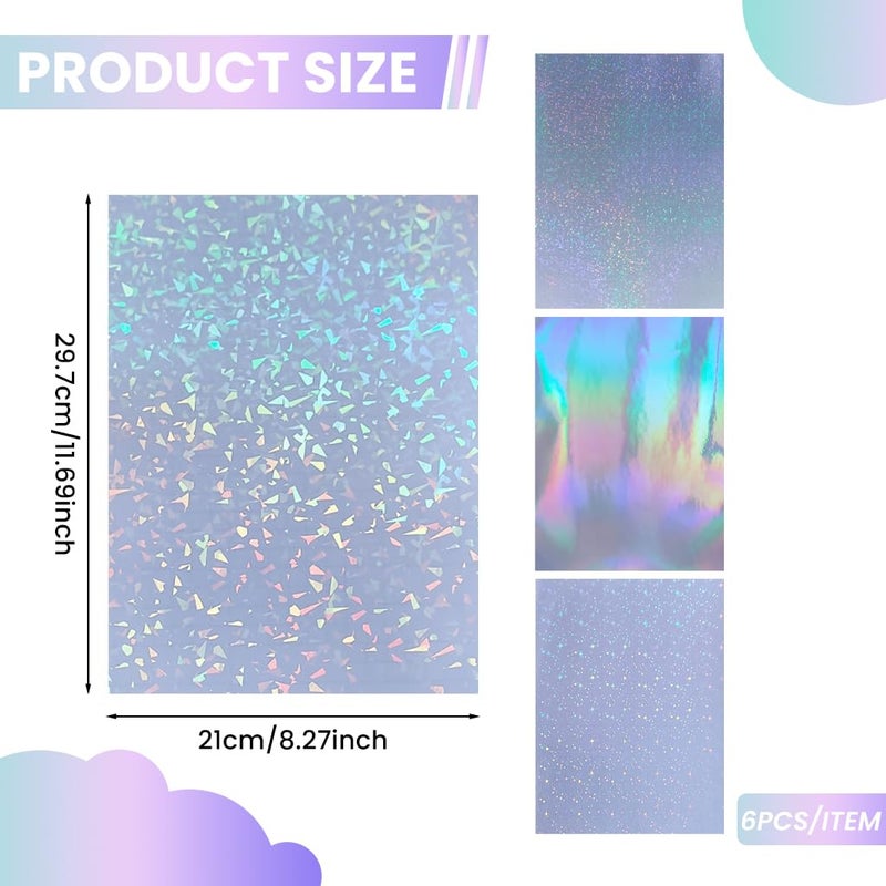 OFIFO ® 24 Sheets A4 Waterproof Vinyl Sticker Paper, 4 Holographic Designs Laser Shine Finish, Inkjet Printable Self Adhesive Labels for DIY Crafts, Laptop, Car, Bike, Phone Decoration - Image 2