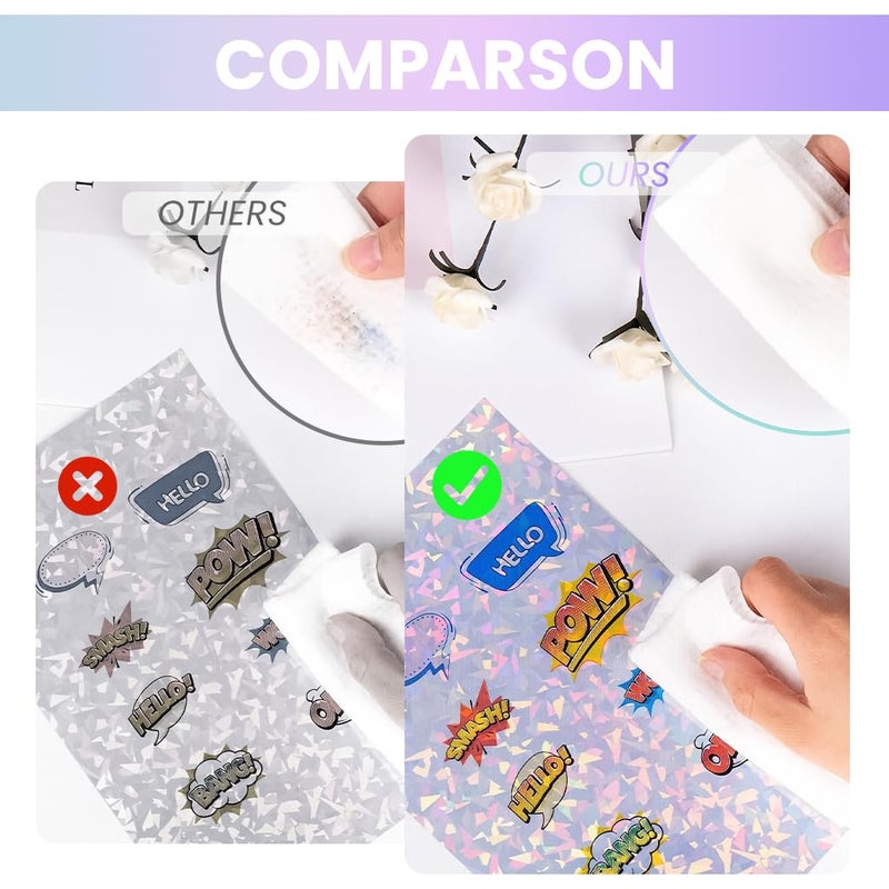 OFIFO ® 24 Sheets A4 Waterproof Vinyl Sticker Paper, 4 Holographic Designs Laser Shine Finish, Inkjet Printable Self Adhesive Labels for DIY Crafts, Laptop, Car, Bike, Phone Decoration - Image 3