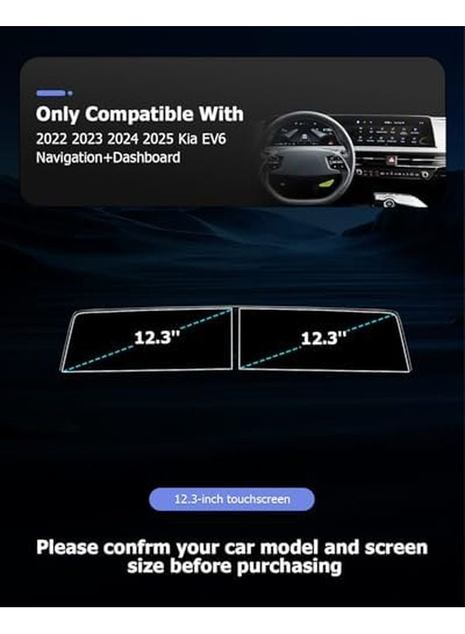 2025 Kia EV6 12.3 Inch Navi Dash Nano Touchscreen Protector 4PCS 2023 2025 Models - Image 3