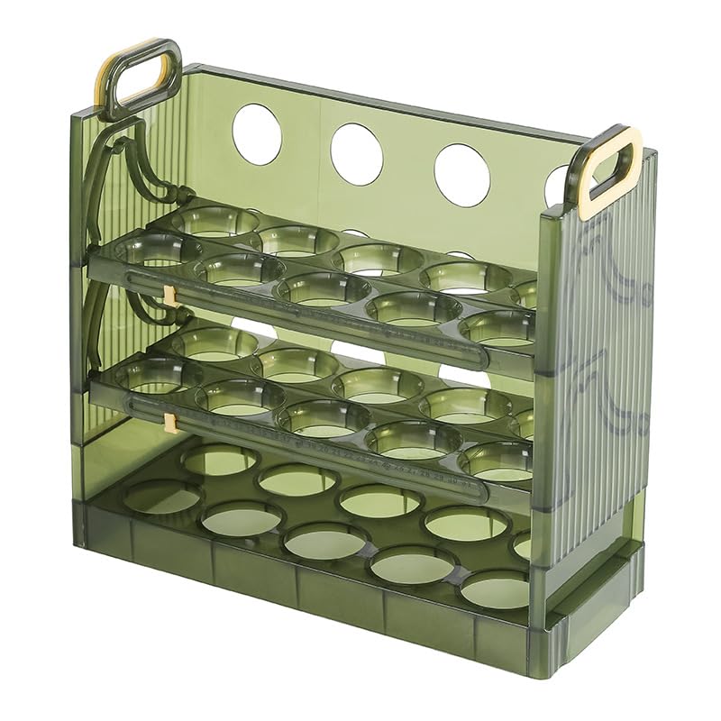 Koja Three-layer Flip-up Egg Storage Container Holder for Refrigerator, Kitchen. 30-Egg Organizer - New Space-Saving, Easy-Access Design, Easy-Clean, Durable, BPA-free. Protects Eggs from Cracking. - Image 1