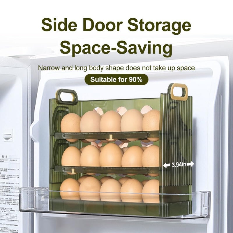 Koja Three-layer Flip-up Egg Storage Container Holder for Refrigerator, Kitchen. 30-Egg Organizer - New Space-Saving, Easy-Access Design, Easy-Clean, Durable, BPA-free. Protects Eggs from Cracking. - Image 4