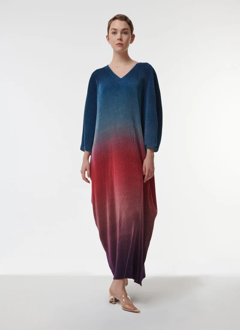 Ombre Print Plisse Kaftan