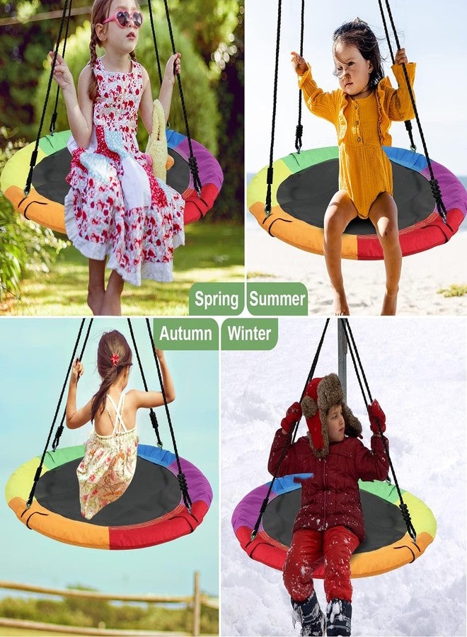 Delavala Tree Swings for Kids Outdoor - Saucer Tree Swing in Multi-Color Rainbow - Kids Indoor/Outdoor Round Mat Swing - Great for Tree, Backyard, Playground, Playroom -with Accessories (40") - Image 3