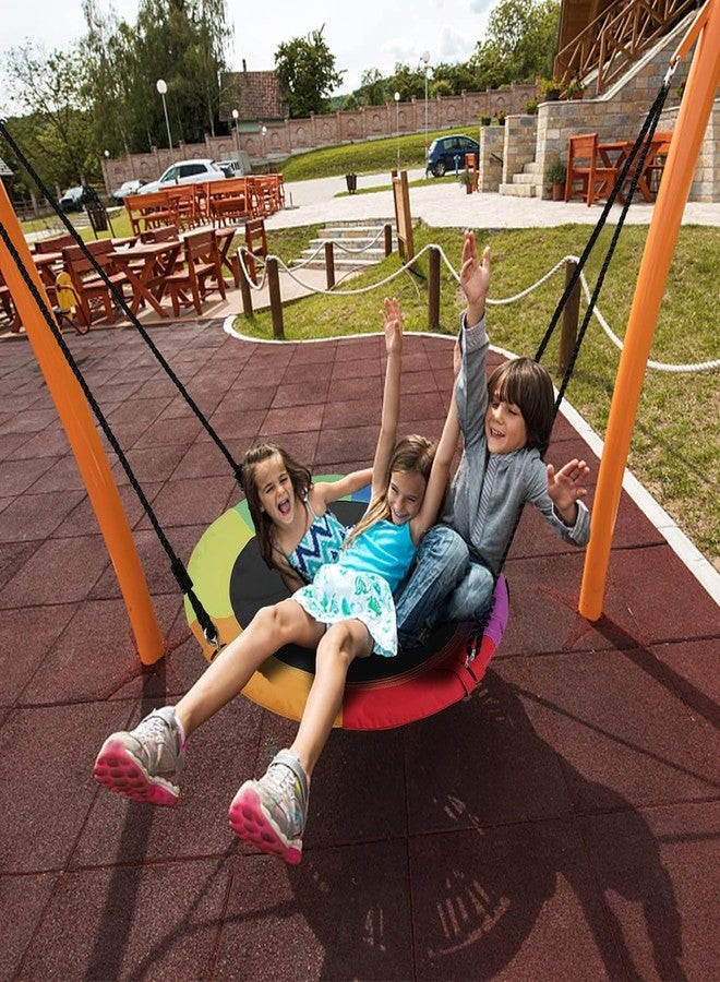 Delavala Tree Swings for Kids Outdoor - Saucer Tree Swing in Multi-Color Rainbow - Kids Indoor/Outdoor Round Mat Swing - Great for Tree, Backyard, Playground, Playroom -with Accessories (40") - Image 4