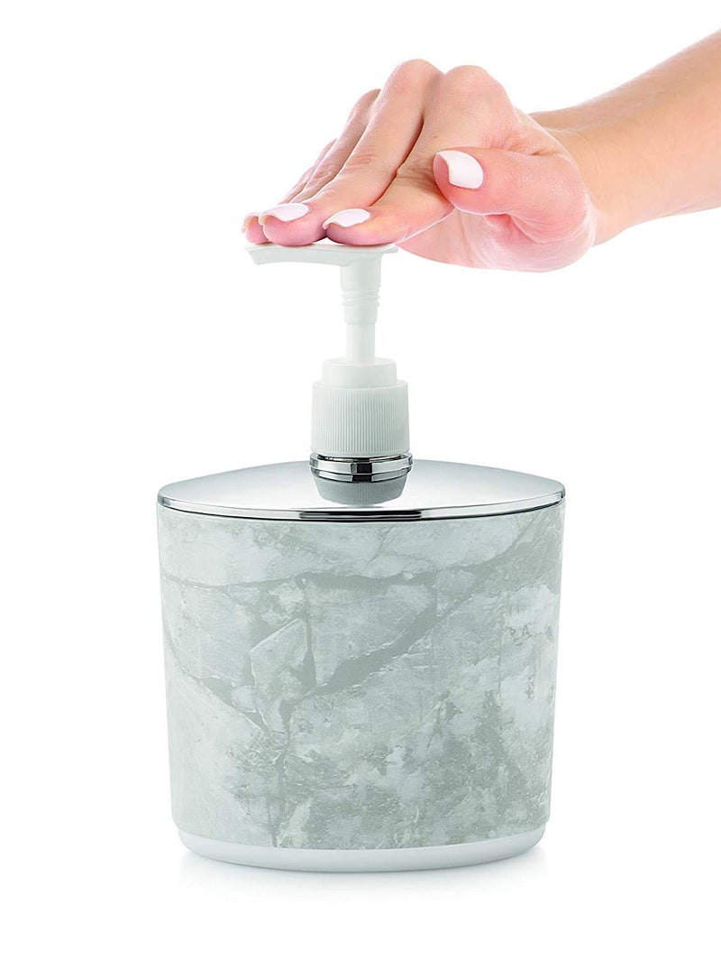 OANGO Marbal Looks Opal 4 Piece Bathroom Accessories Set Soap Dispenser Toothbrush Holder Soap Dish Dumpster White - Image 3