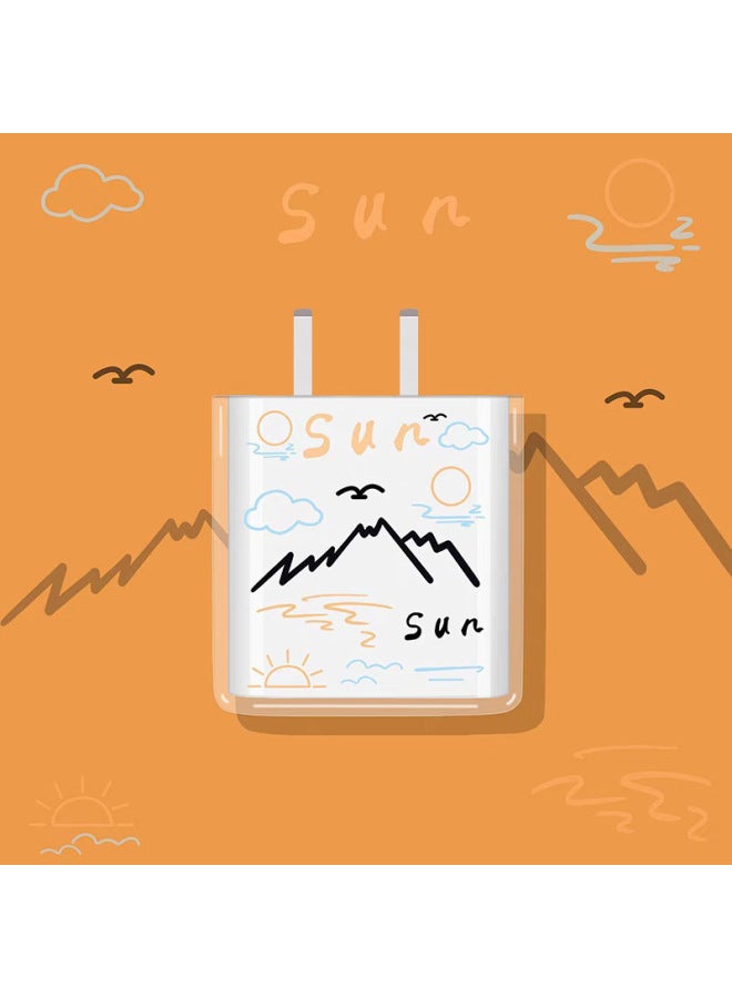 Landscape Apple Data Cable Protective Cover Winding Wire For 18w-20w Charger Protective Cover Iphone12-Specifications:Apple Charging Head Protective Cover Set (transparent Landscape)  - Image 2
