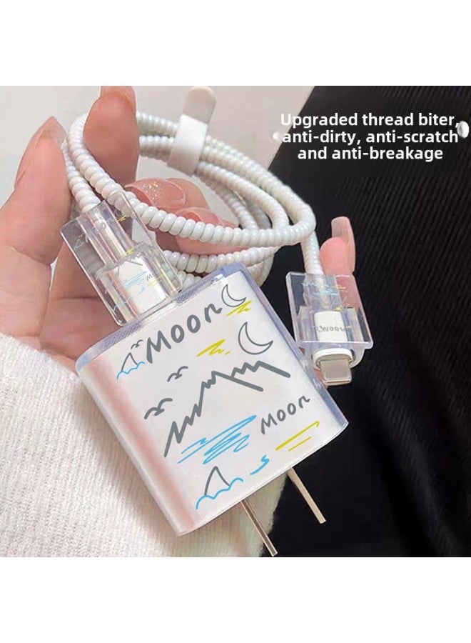 Landscape Apple Data Cable Protective Cover Winding Wire For 18w-20w Charger Protective Cover Iphone12-Specifications:Apple Charging Head Protective Cover Set (transparent Landscape)  - Image 1