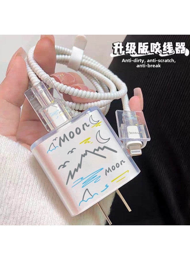 Landscape Apple Data Cable Protective Cover Winding Wire For 18w-20w Charger Protective Cover Iphone12-Specifications:Apple Charging Head Protective Cover Set (transparent Landscape)  - Image 4