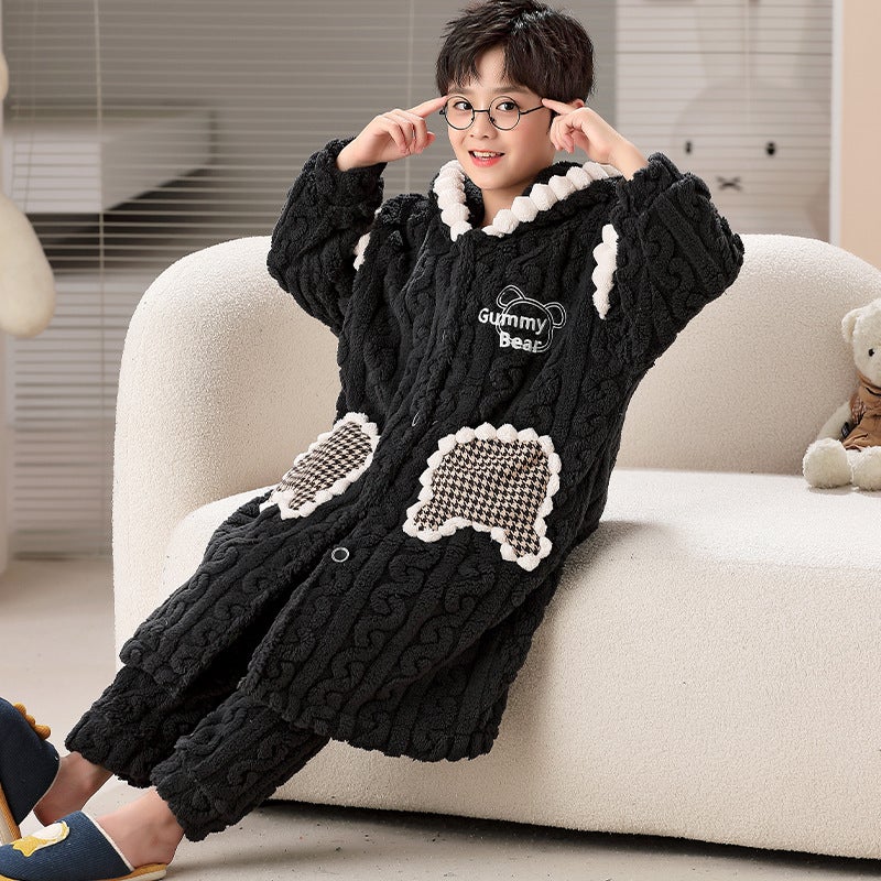 Children'S Pajamas For Boys, Coral Fleece, Thickened, , Boys' Sleepwear, Bathrobe - Image 1