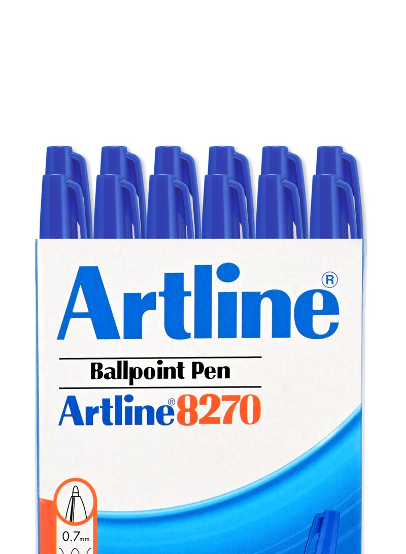 Artline 12 Pieces 8270 Ballpoint Pen, 0.7mm Fine, Color:Blue - ARBPEK-8270BL - Image 2