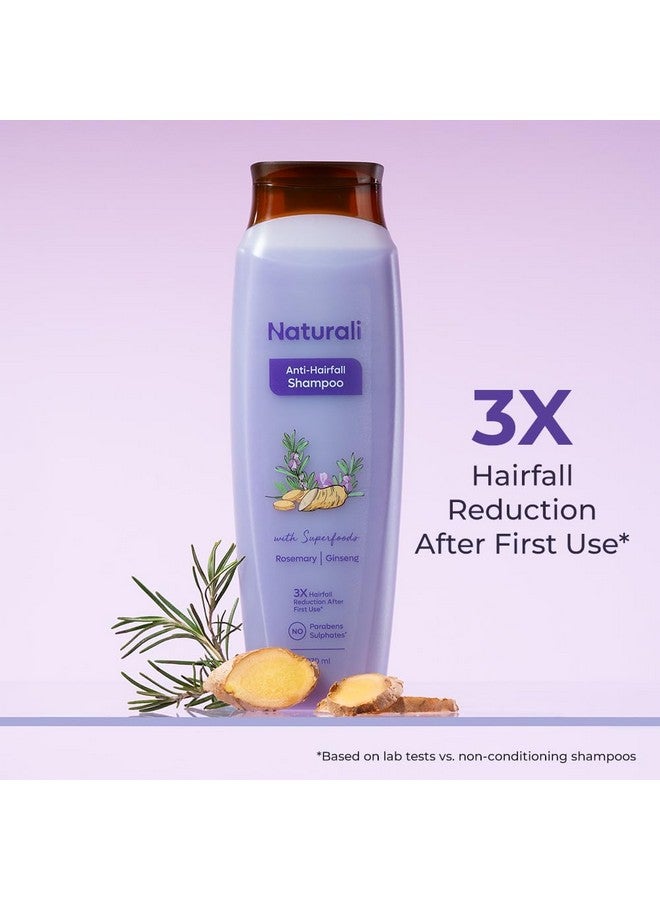Naturali شامبو ناتورالي لمكافحة تساقط الشعر | 3x التحكم في تساقط الشعر | مع إكليل الجبل، البيوتين والجينسنغ | بدون كبريتات وبدون بارابين | شامبو إكليل الجبل لنمو الشعر | 370 مل - Image 2