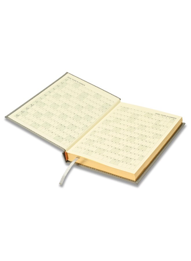 FIS 2026 Diary, Golden A5 Size Diary(148x210mm), Italian PU Materials, 1 Side Padded & Sewn Cover, Gilded Edges, English, 70gsm Italian Ivory Paper, Grey Color-FSDI26EG26GY - Image 3
