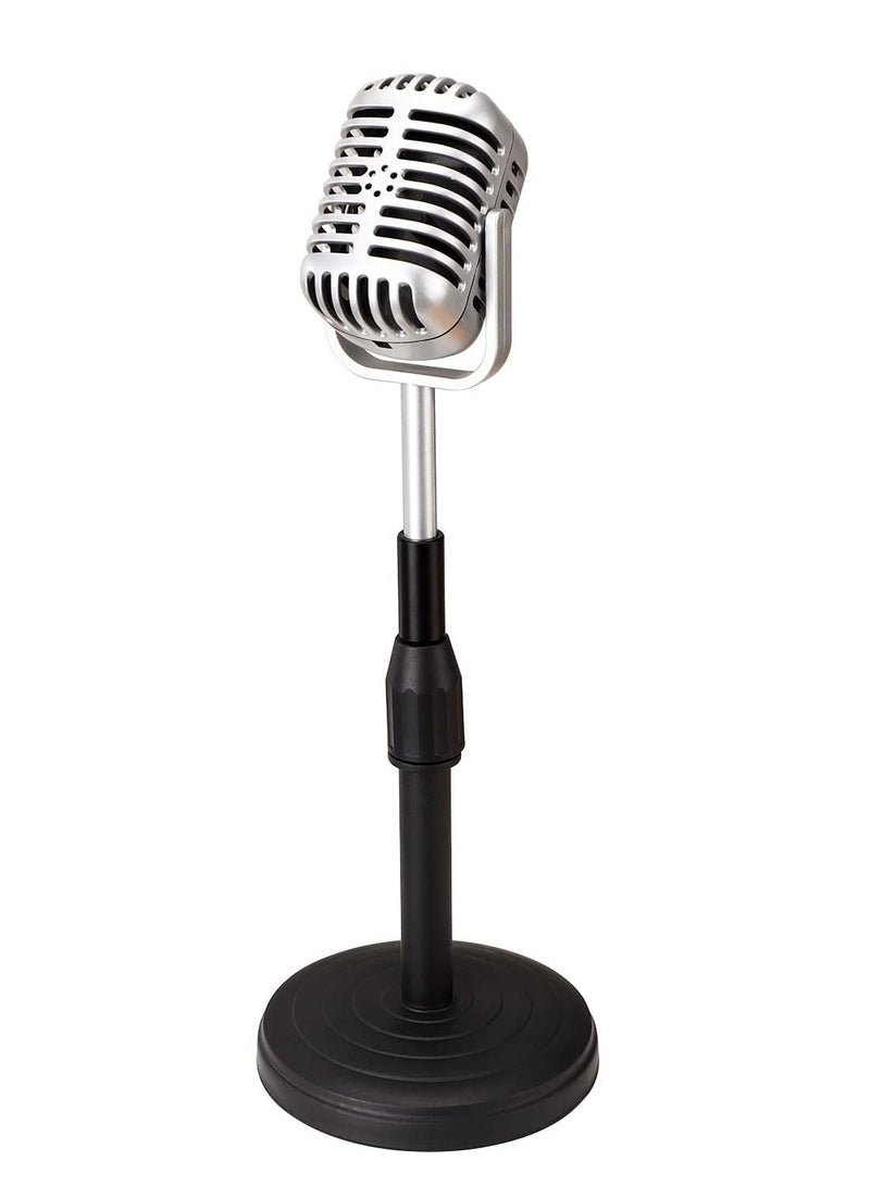 Y&D Desktop Microphone Prop Model, with Adjustable Stand, Classic Retro Style Decor for Party Decoration Costume Role Play Game Night - Image 1