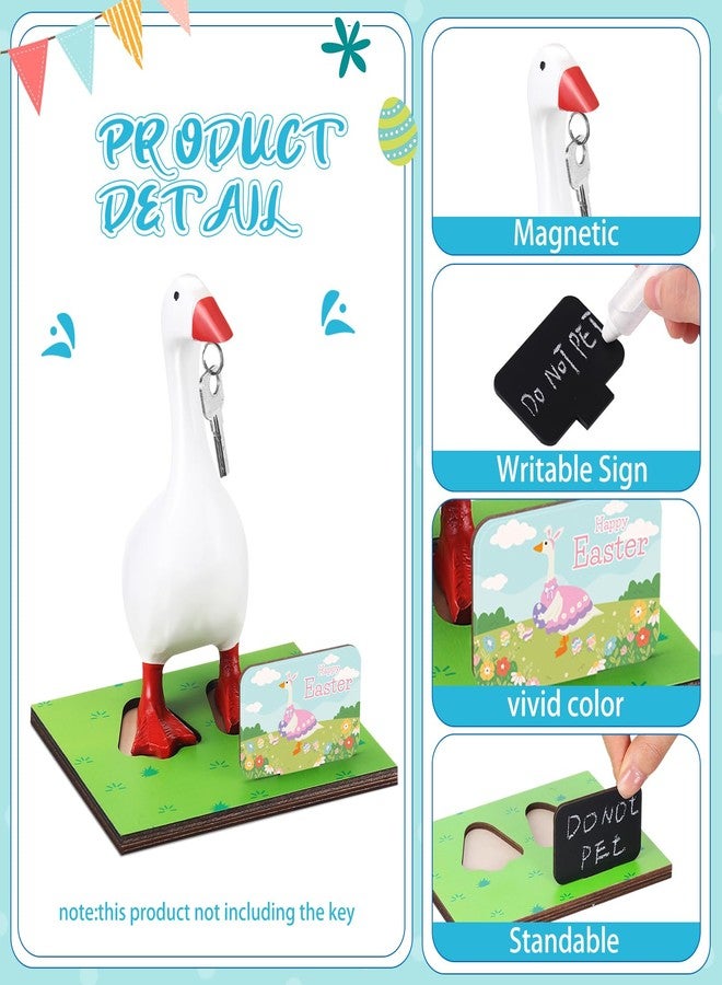 Relaxweex Magnetic Goose Key Holder Cute Statue Resin Goose Statue with Wooden Base Writable Sign Chalk for New Apartment Housewarming Gift Office Table Desk Home Decor (Motivation Quotes,9 Pcs) - Image 3