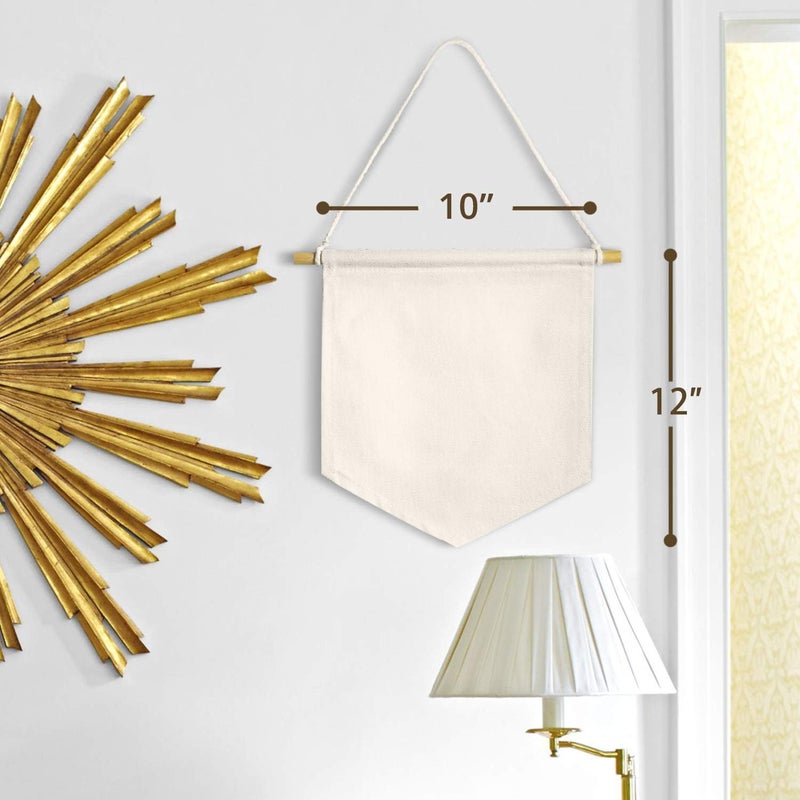 Anley Blank Wall Canvas Banners - Blank Fabric Badge & Wooden Dowel & Pre-Tied String - Decorative DIY Plaque, Display for Indoors, Baby Shower, Wedding, Graduation (2Pcs) - Image 2