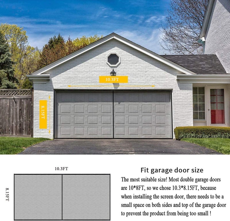 LIAMST Garage Door Screen for 10x8FT,1 Car Garage Doors- Reinforced Fiberglass Door Screen,Stronger High Energy Magnets ， Magnetic Screen Door - Image 2