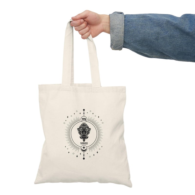 Tote Bag – Virgo Zodiac Canvas Zipper Bag – Astrological Design – Spacious & Light Everyday Shopping Bag – Eco-Friendly Reusable Practical Bag – Canvas Bag - Image 2