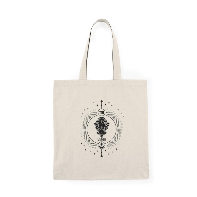 Tote Bag – Virgo Zodiac Canvas Zipper Bag – Astrological Design – Spacious & Light Everyday Shopping Bag – Eco-Friendly Reusable Practical Bag – Canvas Bag - Image 1