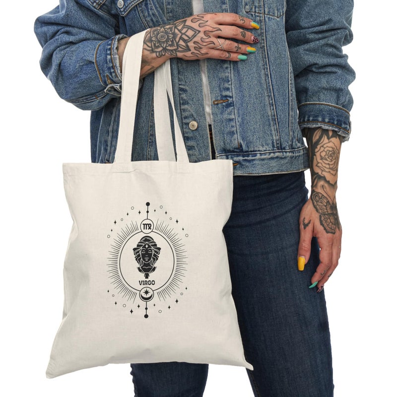 Tote Bag – Virgo Zodiac Canvas Zipper Bag – Astrological Design – Spacious & Light Everyday Shopping Bag – Eco-Friendly Reusable Practical Bag – Canvas Bag - Image 3