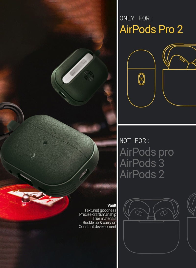 Caseology Vault Airpods Pro 2 Case Cover 2023 / 2022 (USB-C / Lightning) 2nd Generation with Carabiner - Midnight Green  - Image 2