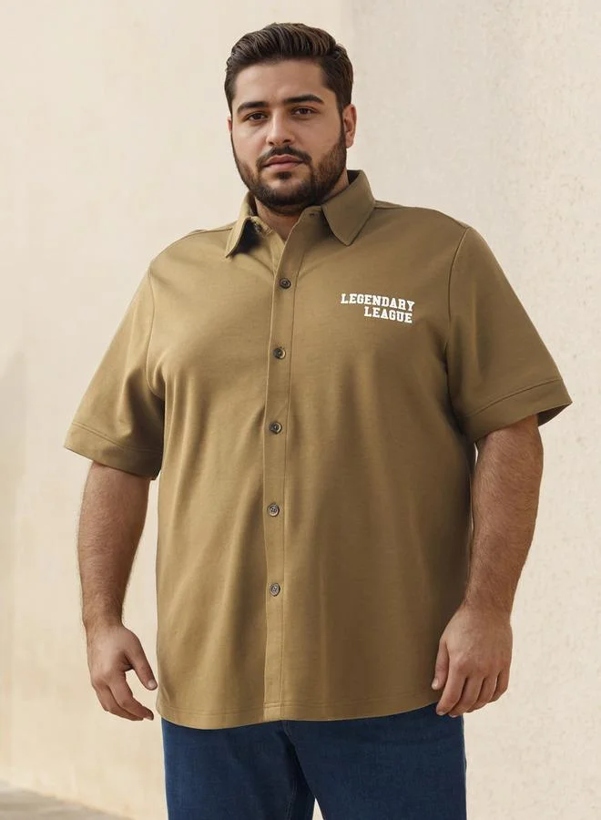 Plus Size Regular Fit Printed Shirt with Short Sleeves