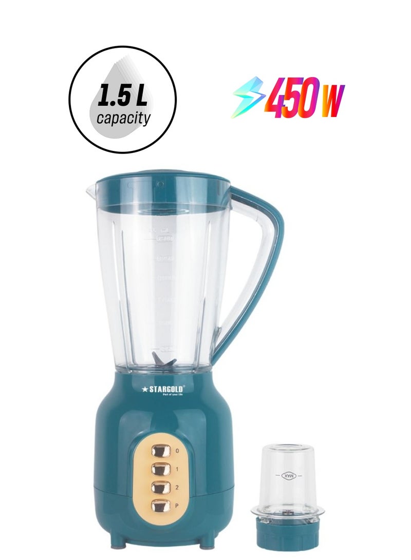 Stargold 2 in 1 Blender and Grinder 1.5L Unbreakable PC Jar 450W Powerful Copper Motor  - Image 1