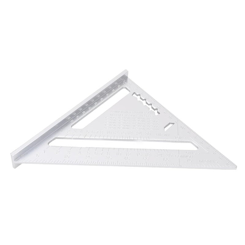 Carpentry Triangle Ruler Aluminum Alloy Black with Imperial and Metric Scales, Protractor for Engineer and Carpenter - Durable Non - Glare Surface, Accurate Angle Marking, Ideal (Silver White) - Image 1