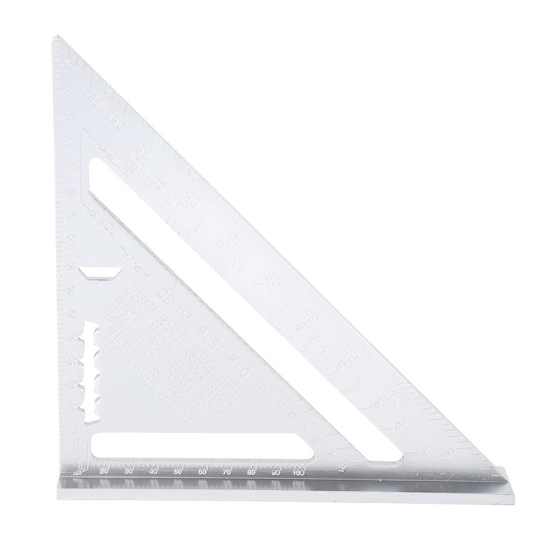 Carpentry Triangle Ruler Aluminum Alloy Black with Imperial and Metric Scales, Protractor for Engineer and Carpenter - Durable Non - Glare Surface, Accurate Angle Marking, Ideal (Silver White) - Image 4