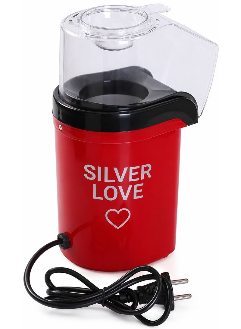 Silver Love Popcorn Machine 1200W Hot Air Popcorn Maker Red - Image 3