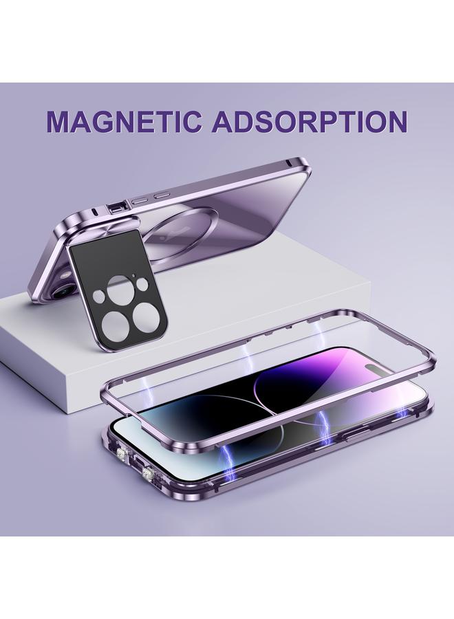 اس-توب جراب لهاتف iPhone 13 Pro Max مزود بحامل نافذة كبير من MagSafe جراب هاتف معدني مغناطيسي - Image 3