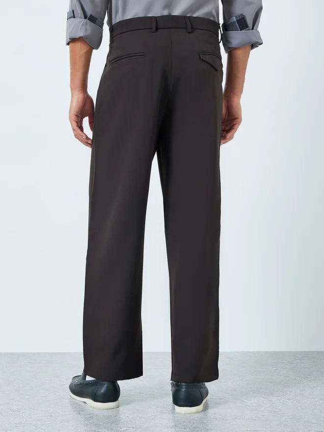 Styli grey Styli Men High Rise Wide Leg Korean Pants for Men | Best Price UAE