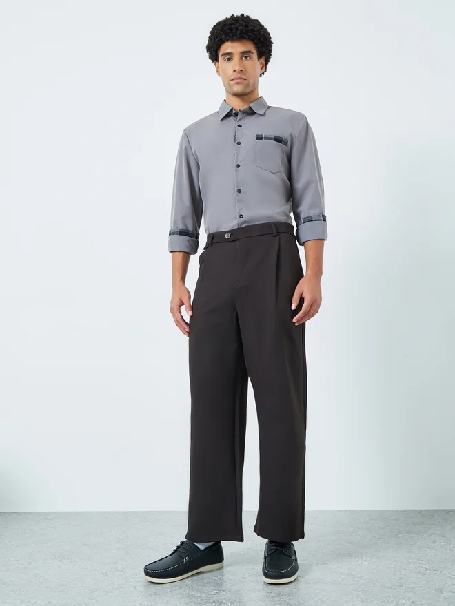 ستايلي Styli Men High Rise Wide Leg Korean Pants