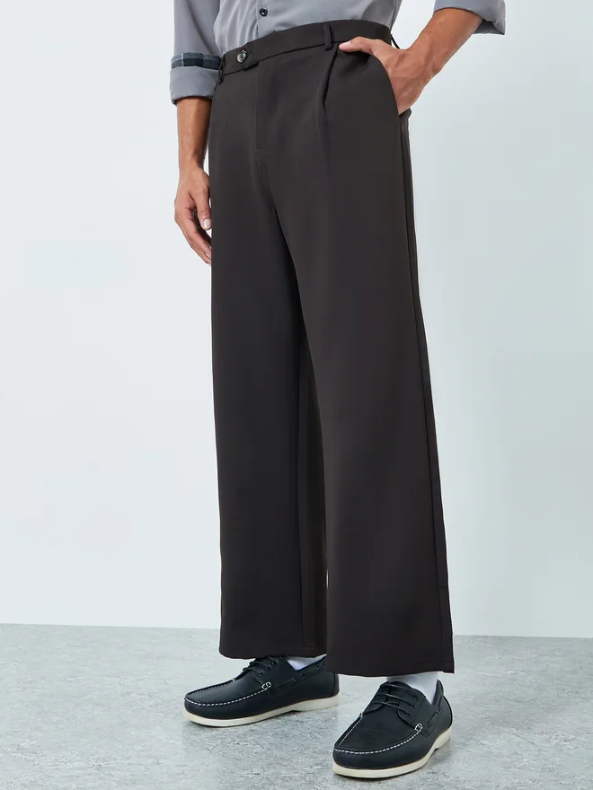 ستايلي Styli Men High Rise Wide Leg Korean Pants