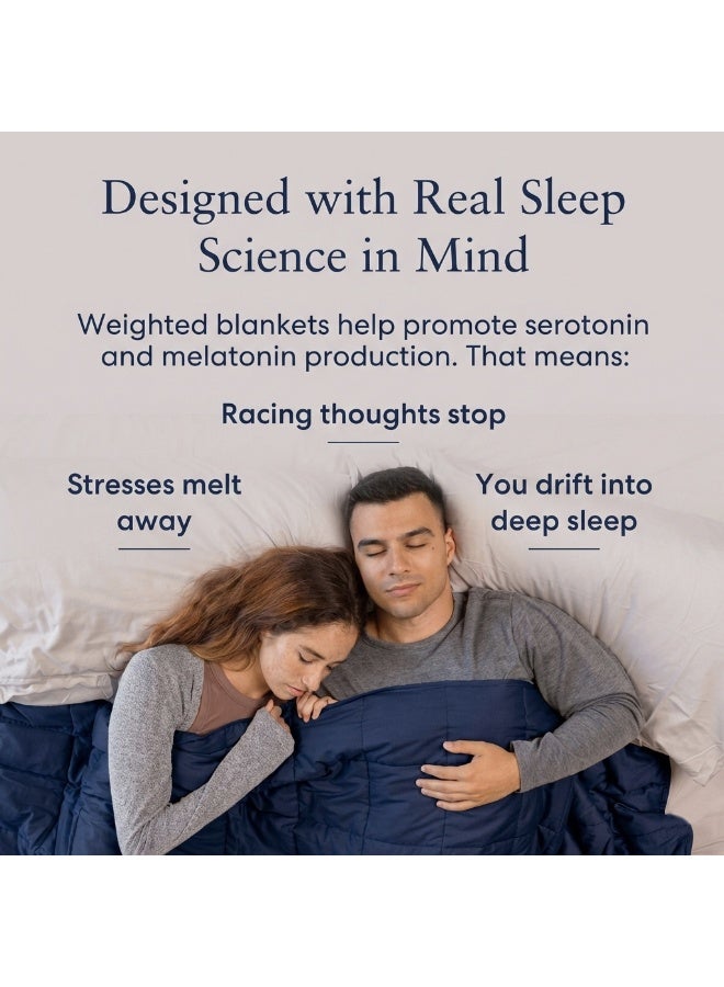 Fabienne Double Size Weighted Blanket 9.1kg/203x221cm Adults Heavy Blanket 80"x87"/20lbs Anxiety Relief Autism Therapy Stress and Insomnia Relief Deep Pressure Gravity Blanket for Couple Navy Blue - Image 2