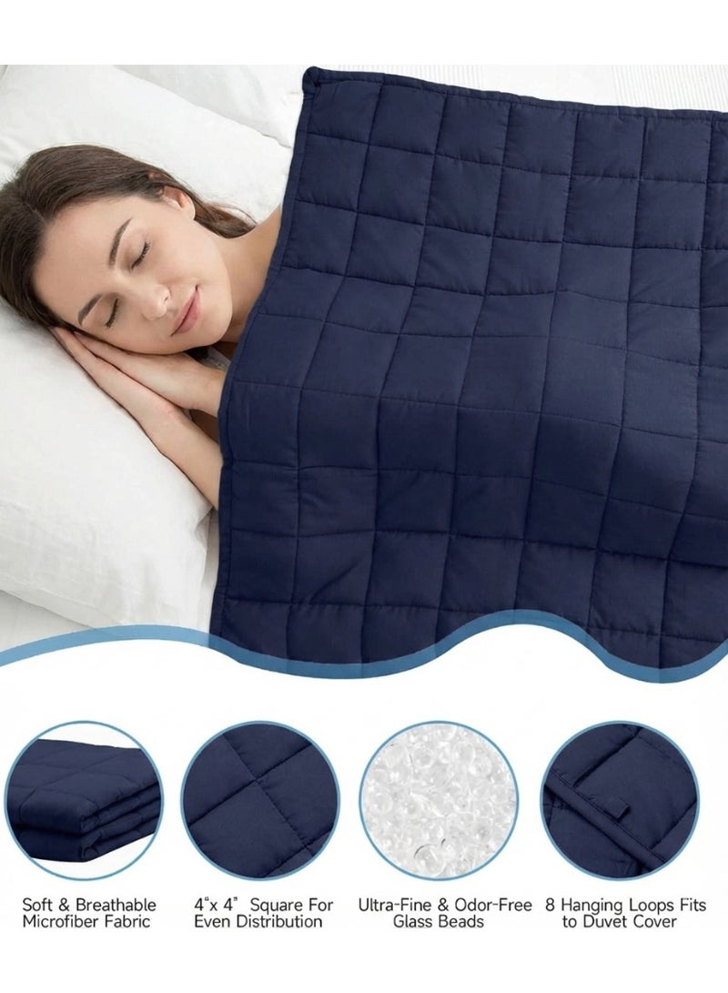 Fabienne Double Size Weighted Blanket 9.1kg/203x221cm Adults Heavy Blanket 80"x87"/20lbs Anxiety Relief Autism Therapy Stress and Insomnia Relief Deep Pressure Gravity Blanket for Couple Navy Blue - Image 3