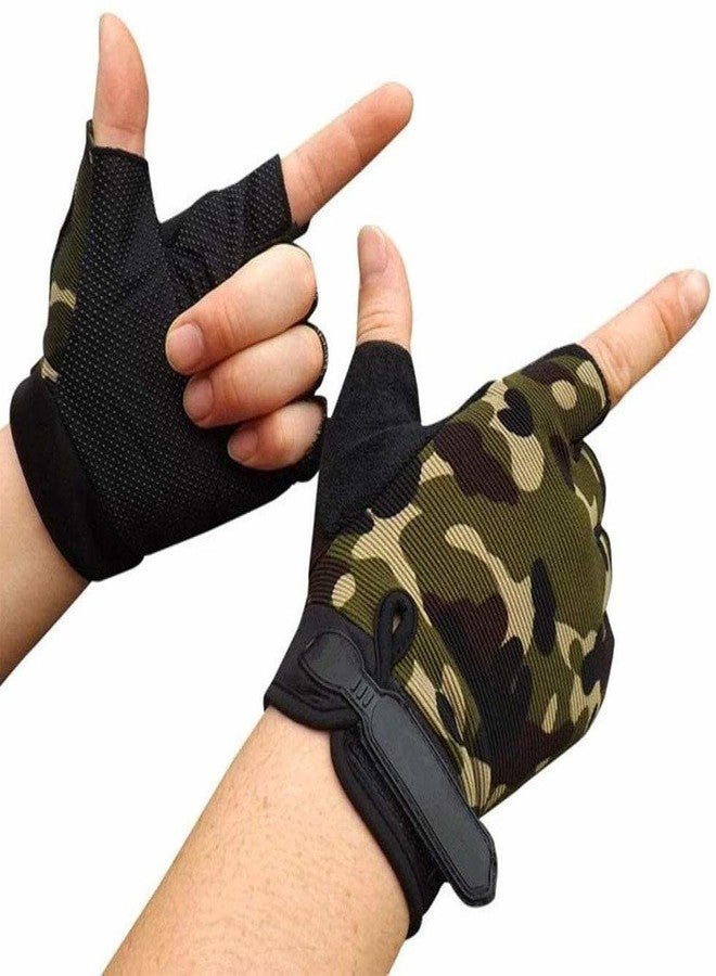 GymWar Exercise Gym Gloves for Men Workout with Wrist,Cross Training, Weightlifting, Calisthenics, Great Hand Grip | Ideal for Cycling, Bike Riding and Other Sports Activities Gym (Camouflage) - Image 1