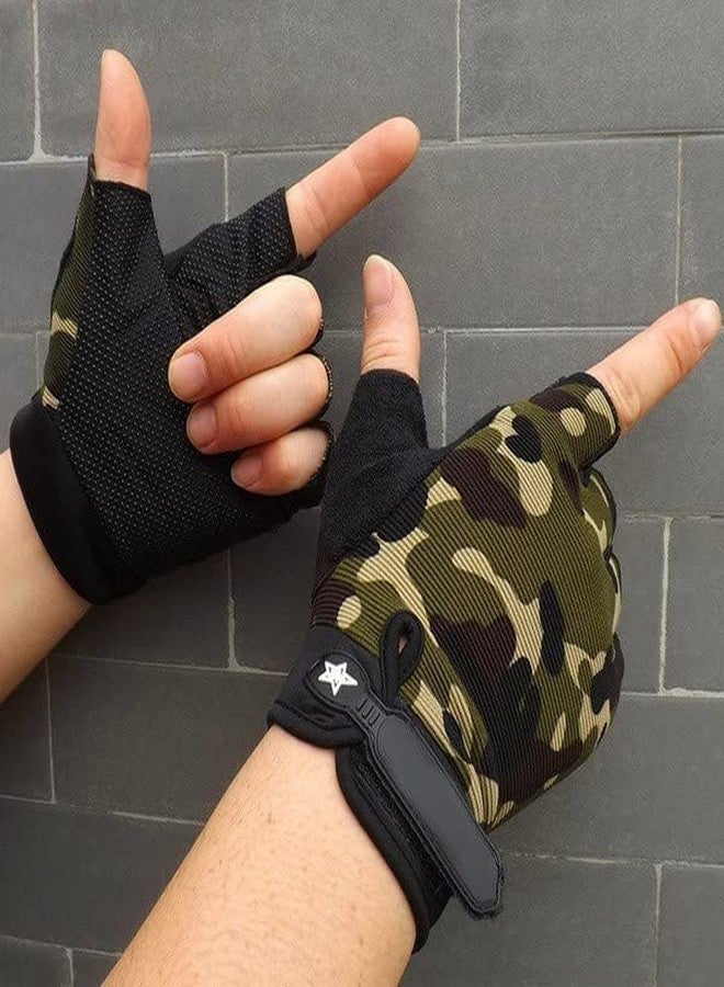GymWar Exercise Gym Gloves for Men Workout with Wrist,Cross Training, Weightlifting, Calisthenics, Great Hand Grip | Ideal for Cycling, Bike Riding and Other Sports Activities Gym (Camouflage) - Image 4