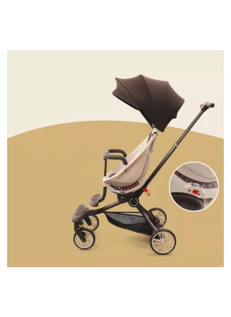 Generic - V18 Trolley Foldable Stroller - Caramel Milk Tea - Image 1