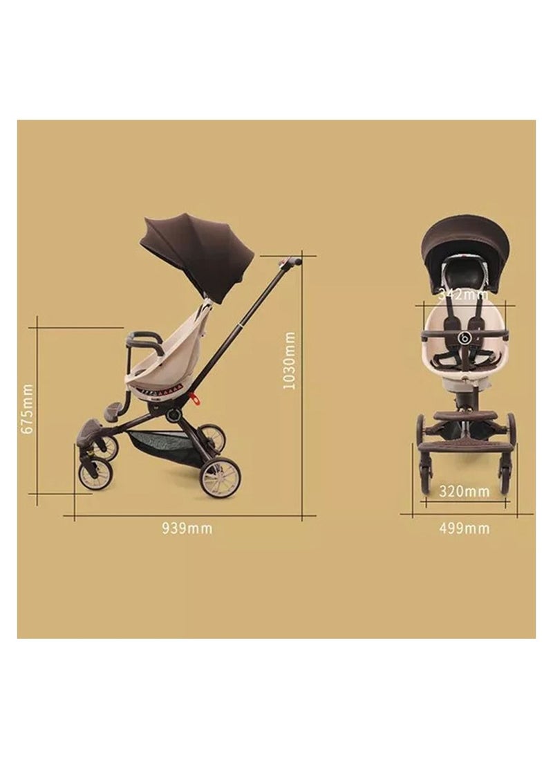 Generic V18 Trolley Foldable Stroller - Caramel Milk Tea  - Image 4