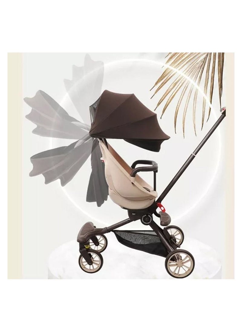 Generic V18 Trolley Foldable Stroller - Caramel Milk Tea  - Image 3