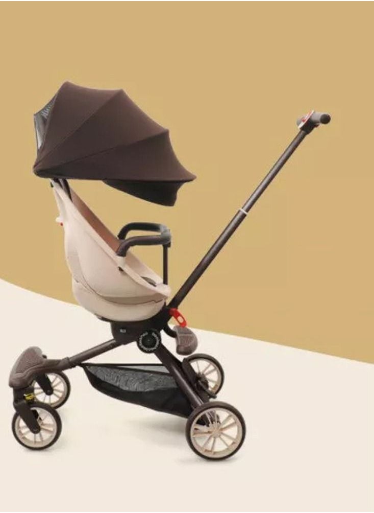 Generic - V18 Trolley Foldable Stroller - Caramel Milk Tea - Image 1