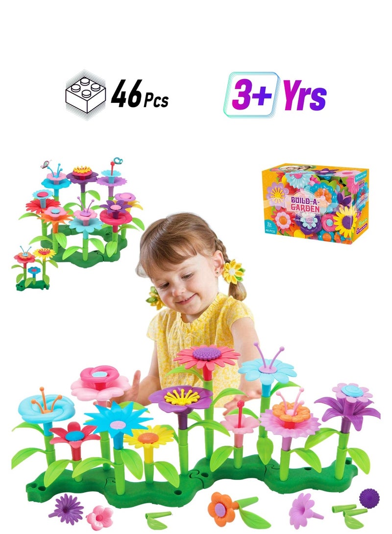 Excefore Flower Garden Building Set, 46 PCS Flower Garden Building Toys for Girls, STEM Gardening Pretend Play Set, Stacking Game for Toddlers and Preschoolers, Ages 3-8 Years  - Image 1