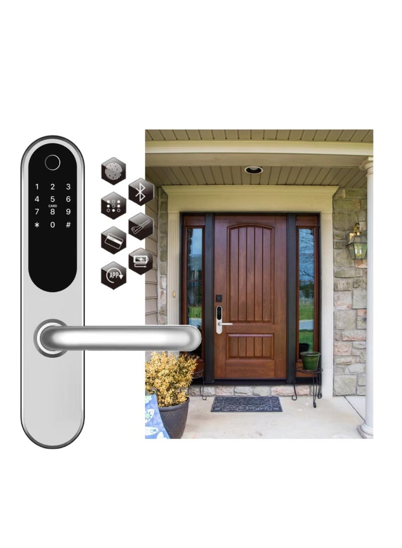 KNP KNP Outdoor Electronic Smart Lock For Front Door with 5 Function- Fingerprint, Passcode, Mobile App, Smart IC Card, Metal Key (2 YEARS WARRANTY) 10 x 15 x 10 cm  - Image 1