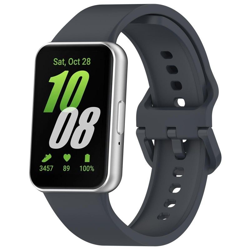 إيروريكس سوار ساعة رياضية من السيليكون بمشبك مسطح ملون لساعة سامسونج جالاكسي فيت 3 (رمادي) - Image 1