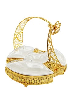 A TO Z Golden Ceramic 4 Compartment Tray Set: Traditional Arabic Elegance for Dates, Dry Fruits, Candies & Choclates- Perfect for Personal Use and Elegant Guest Entertaining  - Image 1