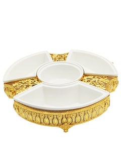 A TO Z Golden Ceramic 4 Compartment Tray Set: Traditional Arabic Elegance for Dates, Dry Fruits, Candies & Choclates- Perfect for Personal Use and Elegant Guest Entertaining  - Image 2