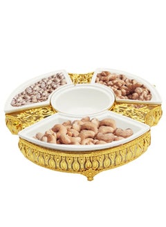 A TO Z Golden Ceramic 4 Compartment Tray Set: Traditional Arabic Elegance for Dates, Dry Fruits, Candies & Choclates- Perfect for Personal Use and Elegant Guest Entertaining  - Image 3