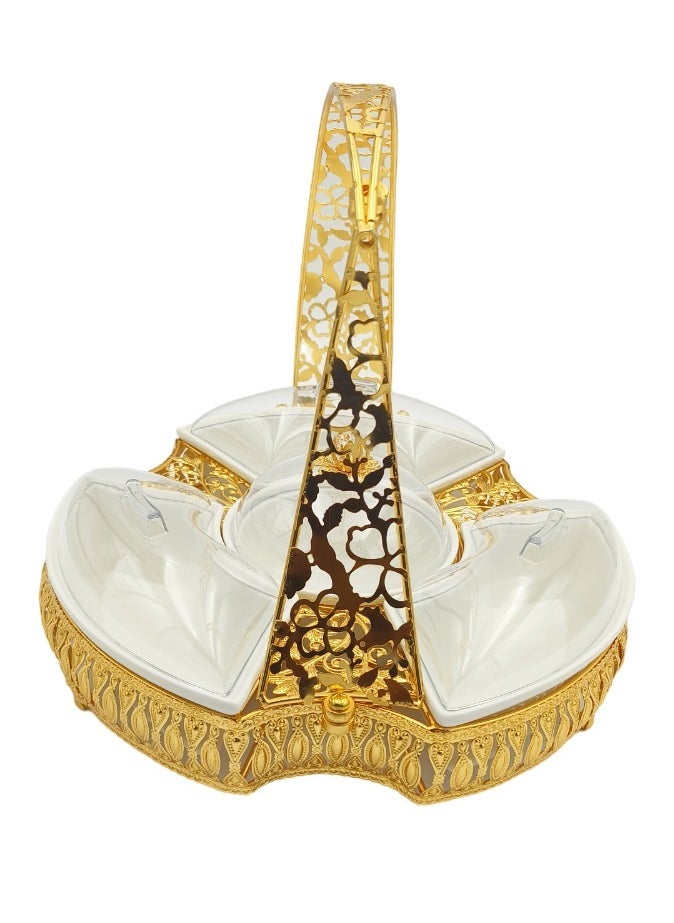 A TO Z Golden Ceramic 4 Compartment Tray Set: Traditional Arabic Elegance for Dates, Dry Fruits, Candies & Choclates- Perfect for Personal Use and Elegant Guest Entertaining  - Image 4