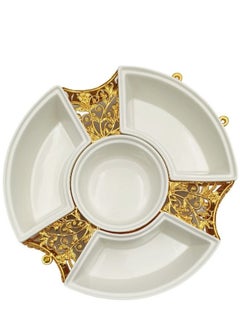 A TO Z Golden Ceramic 4 Compartment Tray Set: Traditional Arabic Elegance for Dates, Dry Fruits, Candies & Choclates- Perfect for Personal Use and Elegant Guest Entertaining  - Image 5