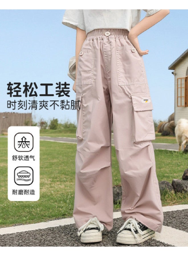 Bumblebee Summer Girls' Wide-leg Pants 2025 New Arrival Cargo Pants Mosquito-proof Pants For Big Girls Lightweight Summer Outfit - Image 1